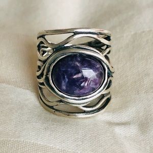NWOT unique purple stone & sterling silver ring